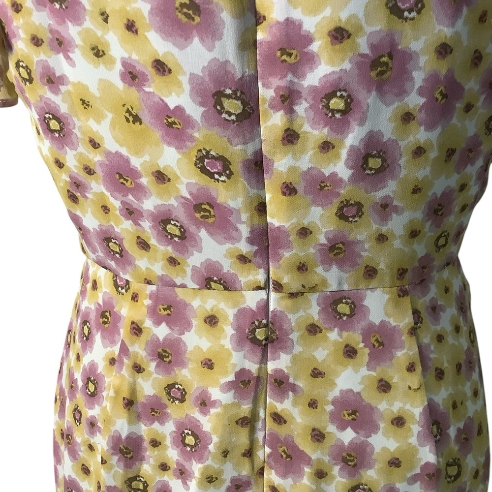 WAYF Daphne pink and yellow floral print midi ruffle dress. MED. COTTAGECORE - Picture 13 of 16
